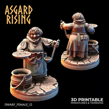 3D Printed Asgard Rising Female Dwarven Townsfolk Modular Set 28mm - 32mm (Online Only)