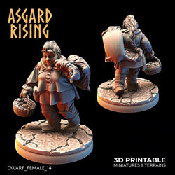 3D Printed Asgard Rising Female Dwarven Townsfolk Modular Set 28mm - 32mm (Online Only)