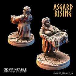 3D Printed Asgard Rising Female Dwarven Townsfolk Modular Set 28mm - 32mm (Online Only)