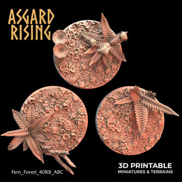 3D Printed Asgard Rising Fern Forest - 3x 40mm Round Base Wargaming DnD (Online Only)