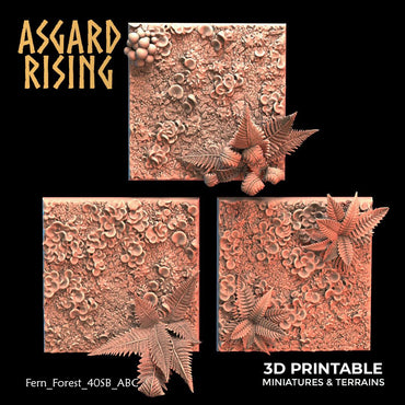 3D Printed Asgard Rising Fern Forest - 3x 40mm Square Base Wargaming DnD (Online Only)
