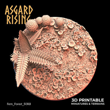 3D Printed Asgard Rising Fern Forest - 50mm Round Base  Wargaming DnD (Online Only)