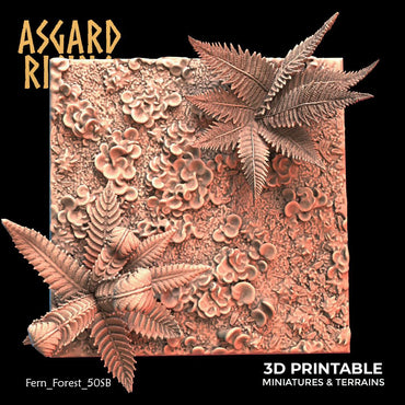 3D Printed Asgard Rising Fern Forest - 50mm Square Base  Wargaming DnD (Online Only)
