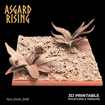 3D Printed Asgard Rising Fern Forest - 50mm Square Base  Wargaming DnD (Online Only)