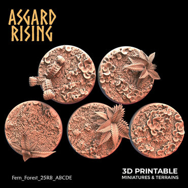 3D Printed Asgard Rising Fern Forest - 5x 25 28 32 35mm Round Base 28 32 mm Wargaming DnD (Online Only)