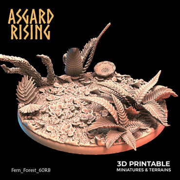 3D Printed Asgard Rising Fern Forest - 60mm Round Base Wargaming DnD (Online Only)