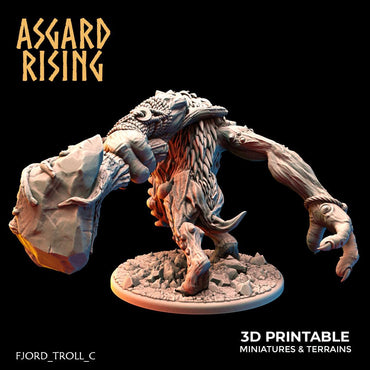3D Printed Asgard Rising Fjord Troll 28 32 mm Wargaming DnD (Online Only)