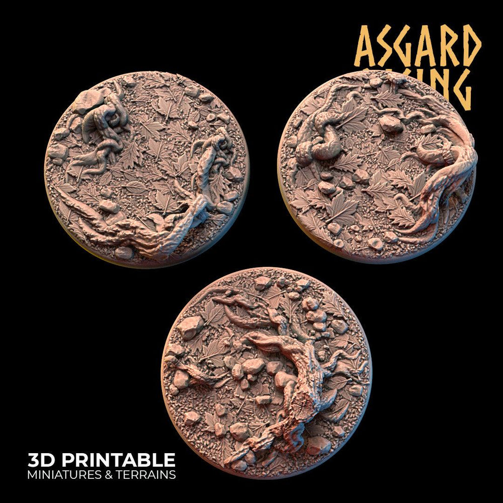 3D Printed Asgard Rising Forest Litter - 3 x 40mm Round Base Set 2 Wargaming DnD (Online Only)