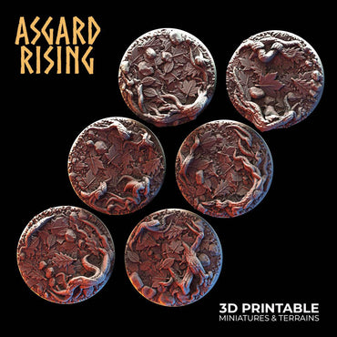 3D Printed Asgard Rising Forest Litter Round Base Set 25 28 32 35 mm Wargaming DnD (Online Only)