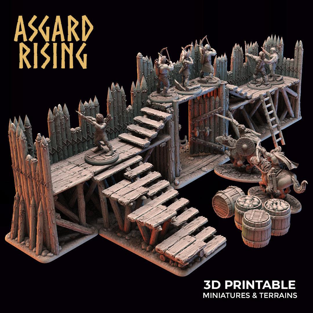 3D Printed Asgard Rising Fortified Village - Large Palisade Set 28mm - 32mm Ragnarok D&D (Online Only)