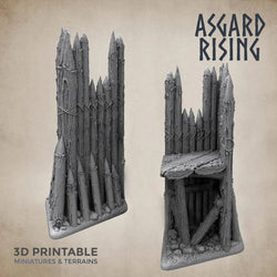 3D Printed Asgard Rising Fortified Village - Large Palisade Set 28mm - 32mm Ragnarok D&D (Online Only)