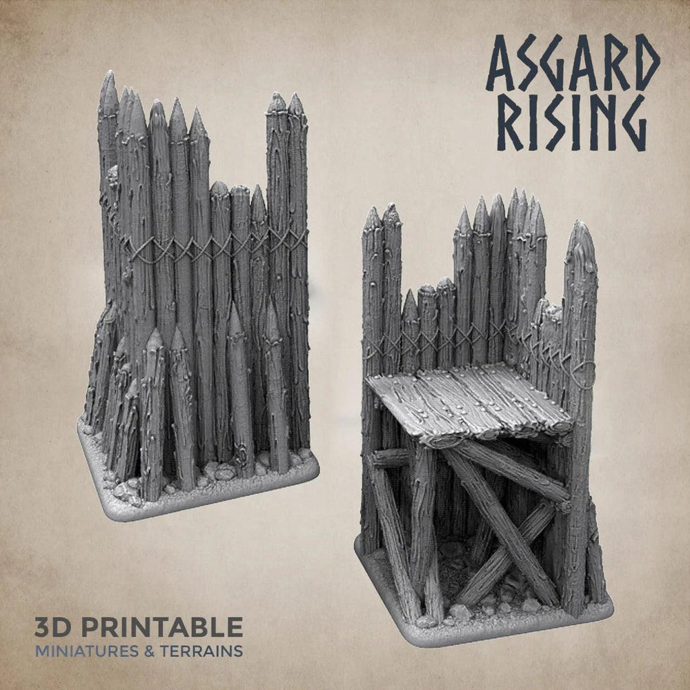 3D Printed Asgard Rising Fortified Village - Large Palisade Set 28mm - 32mm Ragnarok D&D (Online Only)