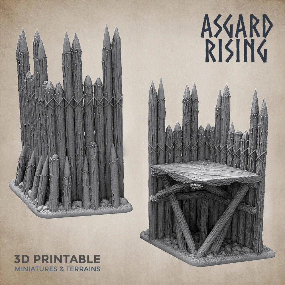 3D Printed Asgard Rising Fortified Village - Large Palisade Set 28mm - 32mm Ragnarok D&D (Online Only)