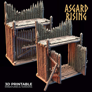 3D Printed Asgard Rising Fortified Village - Large Palisade Set 28mm - 32mm Ragnarok D&D (Online Only)
