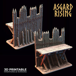 3D Printed Asgard Rising Fortified Village - Large Palisade Set 28mm - 32mm Ragnarok D&D (Online Only)