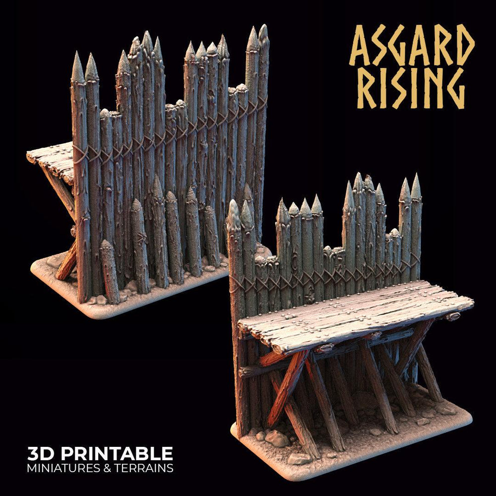 3D Printed Asgard Rising Fortified Village - Large Palisade Set 28mm - 32mm Ragnarok D&D (Online Only)