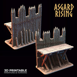3D Printed Asgard Rising Fortified Village - Large Palisade Set 28mm - 32mm Ragnarok D&D (Online Only)
