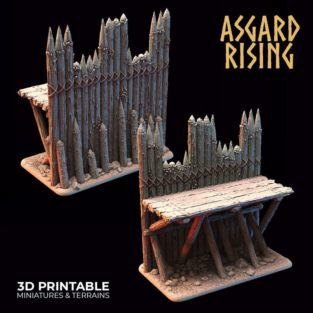 3D Printed Asgard Rising Fortified Village - Large Palisade Set 28mm - 32mm Ragnarok D&D (Online Only)