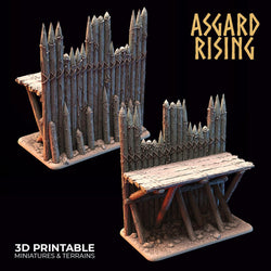 3D Printed Asgard Rising Fortified Village - Large Palisade Set 28mm - 32mm Ragnarok D&D (Online Only)