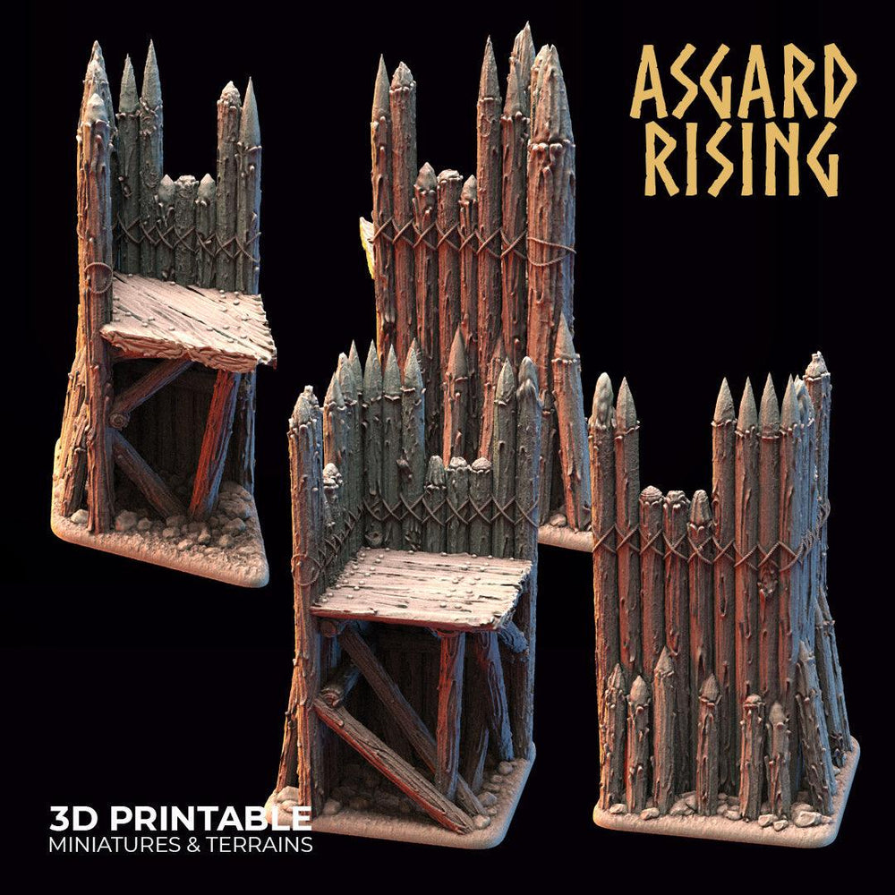 3D Printed Asgard Rising Fortified Village - Large Palisade Set 28mm - 32mm Ragnarok D&D (Online Only)