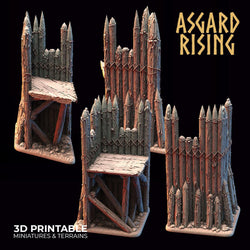 3D Printed Asgard Rising Fortified Village - Large Palisade Set 28mm - 32mm Ragnarok D&D (Online Only)