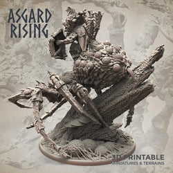 3D Printed Asgard Rising Goblin Chieftain Riding Spider 28mm-32mm Ragnarok D&D (Online Only)