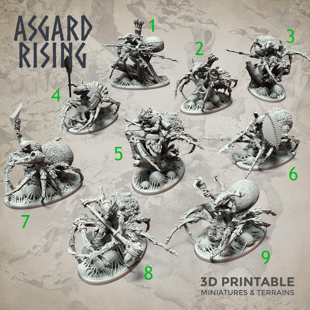 3D Printed Asgard Rising Goblin Spiders Riders Set 32mm Ragnarok D&D (Online Only)