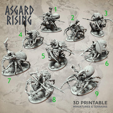 3D Printed Asgard Rising Goblin Spiders Riders Set 32mm Ragnarok D&D (Online Only)