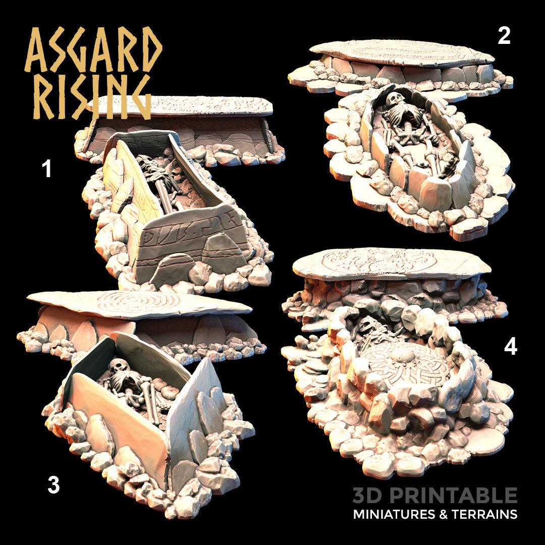 3D Printed Asgard Rising Graves with Movable Tombstones 28mm-32mm Ragnarok D&D (Online Only)