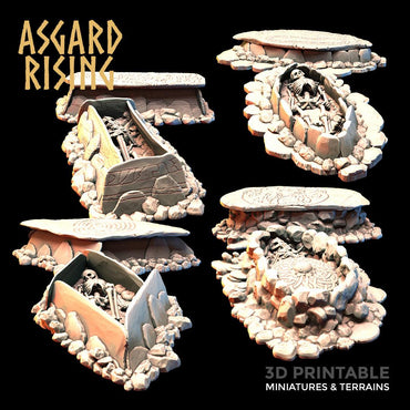 3D Printed Asgard Rising Graves with Movable Tombstones 28mm-32mm Ragnarok D&D (Online Only)