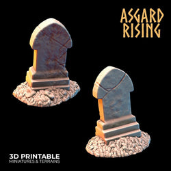3D Printed Asgard Rising Gravestone and Tombstone Set 28mm-32mm Ragnarok D&D (Online Only)