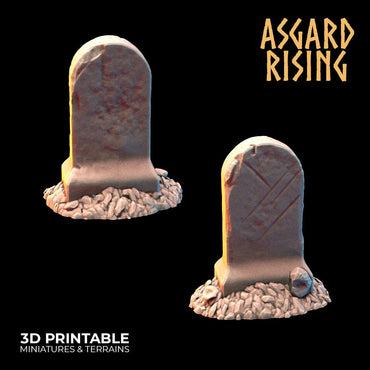 3D Printed Asgard Rising Gravestone and Tombstone Set 28mm-32mm Ragnarok D&D (Online Only)