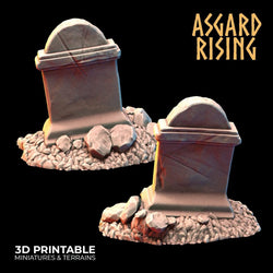 3D Printed Asgard Rising Gravestone and Tombstone Set 28mm-32mm Ragnarok D&D (Online Only)