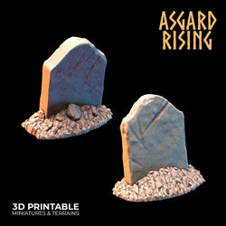 3D Printed Asgard Rising Gravestone and Tombstone Set 28mm-32mm Ragnarok D&D (Online Only)