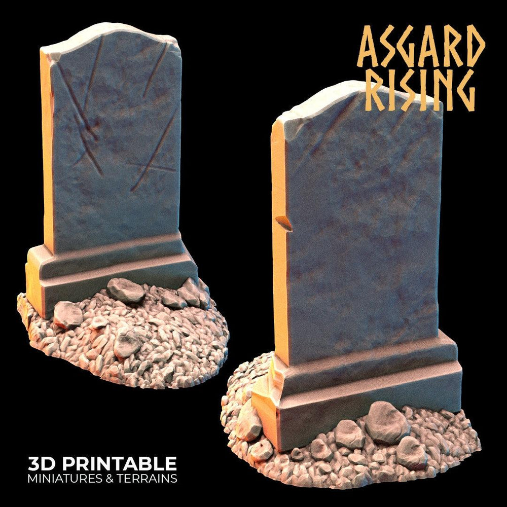 3D Printed Asgard Rising Gravestone and Tombstone Set 28mm-32mm Ragnarok D&D (Online Only)