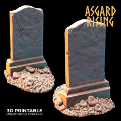 3D Printed Asgard Rising Gravestone and Tombstone Set 28mm-32mm Ragnarok D&D (Online Only)