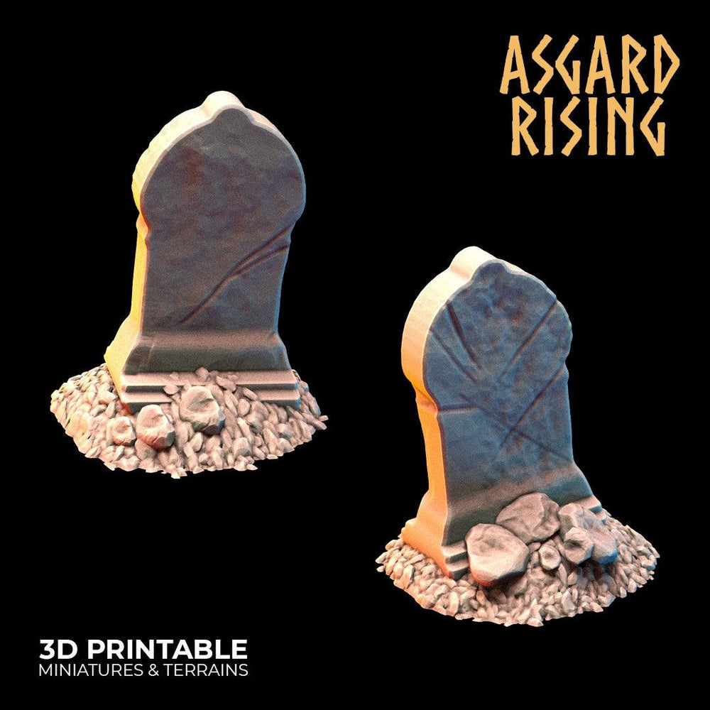3D Printed Asgard Rising Gravestone and Tombstone Set 28mm-32mm Ragnarok D&D (Online Only)