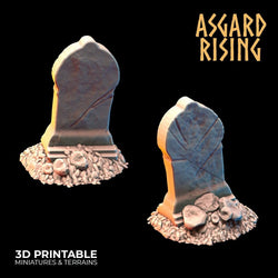 3D Printed Asgard Rising Gravestone and Tombstone Set 28mm-32mm Ragnarok D&D (Online Only)