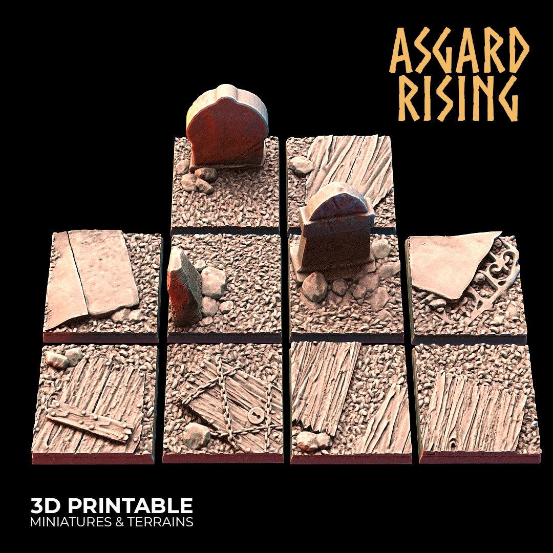 3D Printed Asgard Rising Graveyard Square Base Set 25 28 32 35mm D&D (Online Only)