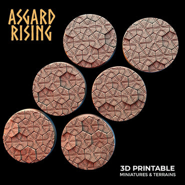 3D Printed Asgard Rising Hex Cobblestone Round Base Set - 25 28 32 35mm D&D (Online Only)