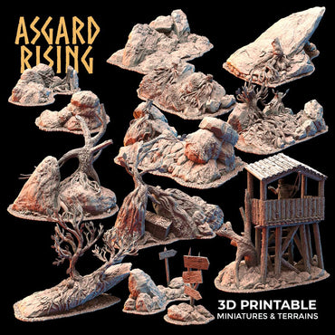 3D Printed Asgard Rising Highland Trail Terrain Set 28 32 mm Wargaming DnD (Online Only)