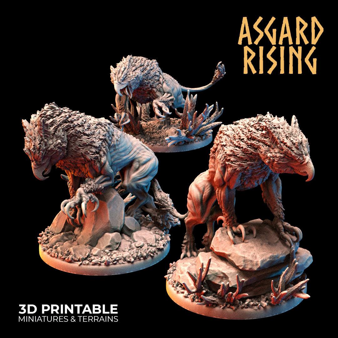 3D Printed Asgard Rising Keythong Wingless Griffin Set - 32mm D&D (Online Only)