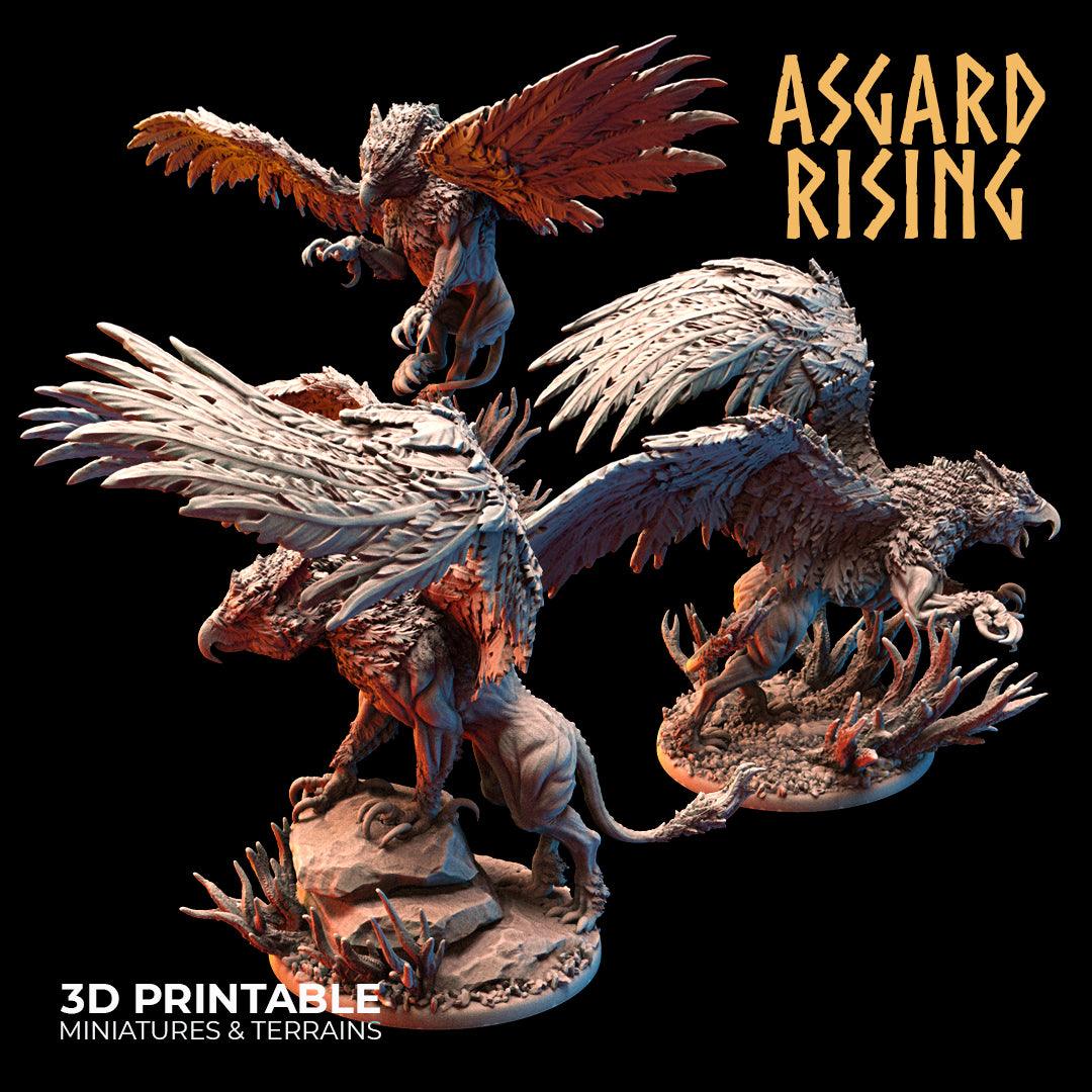 3D Printed Asgard Rising King of all Creatures Griffin Set - 32mm D&D (Online Only)