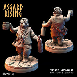 3D Printed Asgard Rising Male Dwarven Townsfolk Modular Set 28mm - 32mm (Online Only)