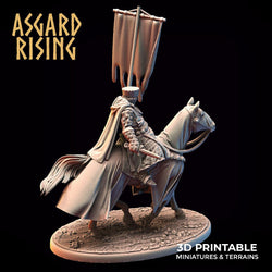 3D Printed Asgard Rising Medieval Heavy Calvary Standard Bearer 32mm Ragnarok D&D (Online Only)