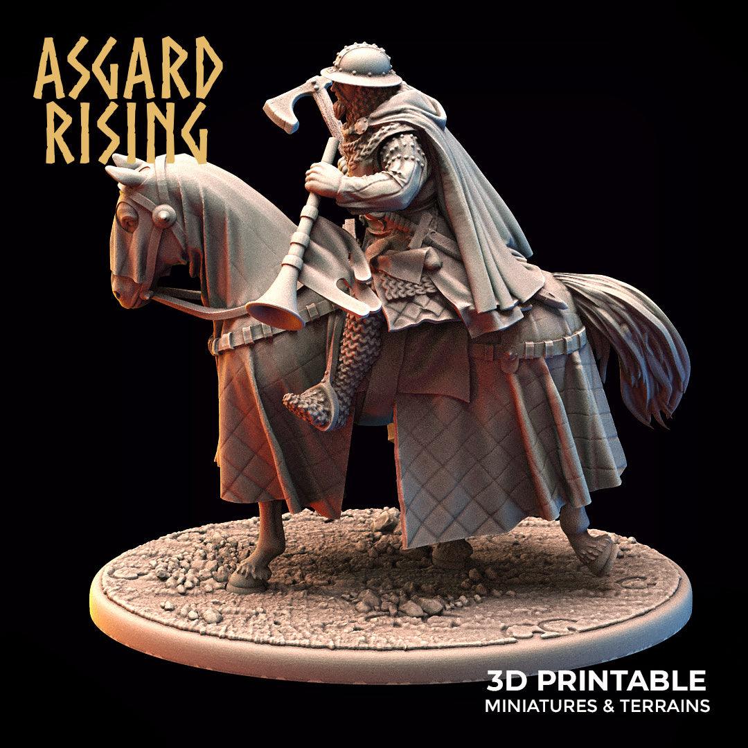 3D Printed Asgard Rising Medieval Heavy Calvary Trumpeter 32mm Ragnarok D&D (Online Only)