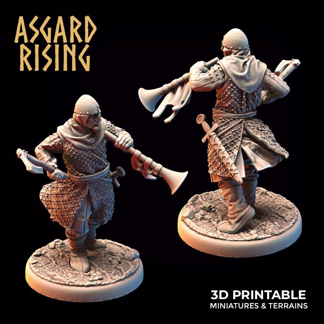 3D Printed Asgard Rising Medieval Knight Trumpeter 32mm Ragnarok D&D (Online Only)