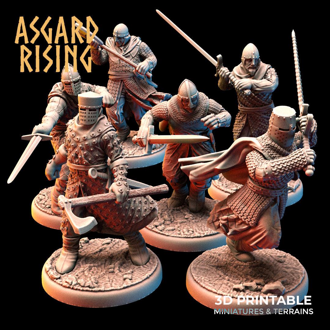 3D Printed Asgard Rising Medieval Knights Set 28mm - 32mm Ragnarok D&D (Online Only)