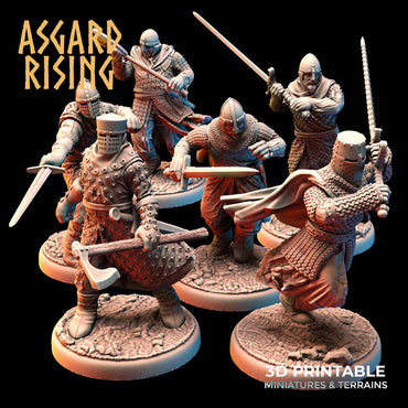 3D Printed Asgard Rising Medieval Knights Set 28mm - 32mm Ragnarok D&D (Online Only)
