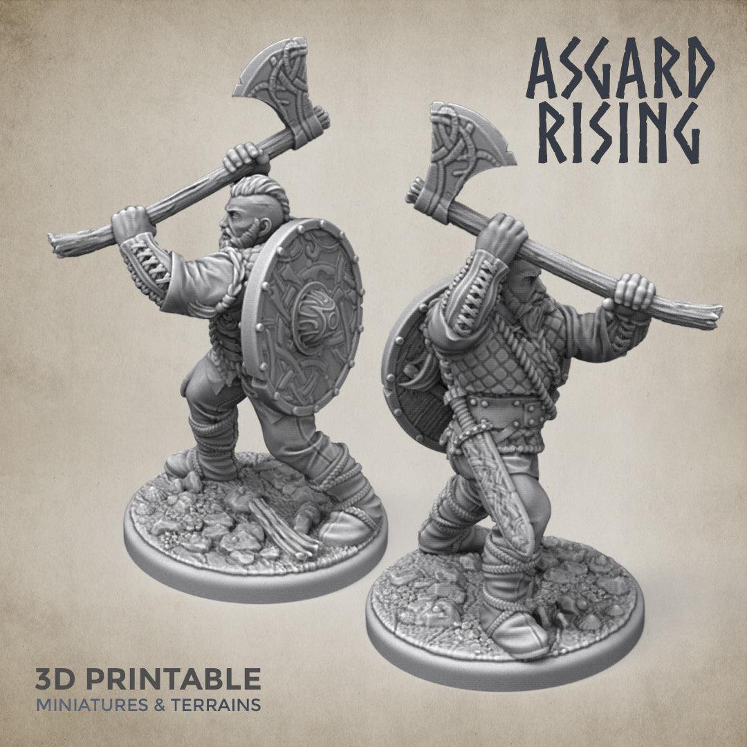 3D Printed Asgard Rising Midgard Viking Shieldman 28mm-32mm Ragnarok D&D (Online Only)